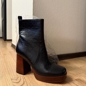 Marc Fisher BRAND NEW Black Leather Heeled Boots